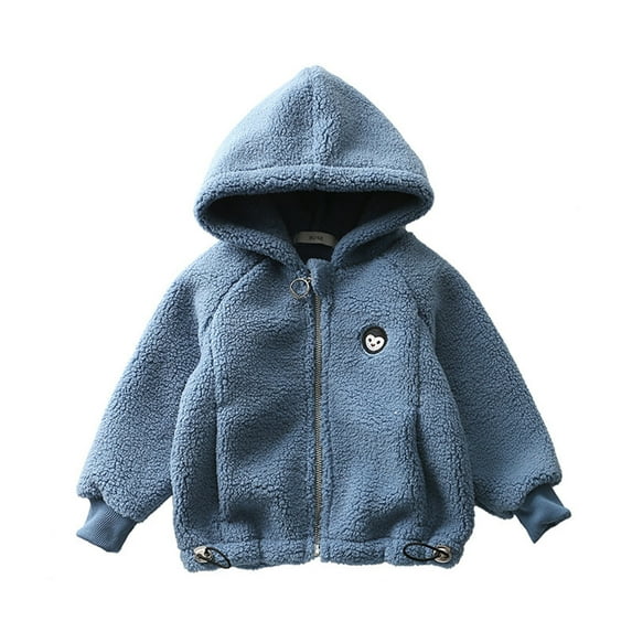 Diufon Toddler Boy Girl Fleece Coat Fall Winter Thickened Warm Plush Jacket Stand Collar Zip-up Outerwear Cardigan