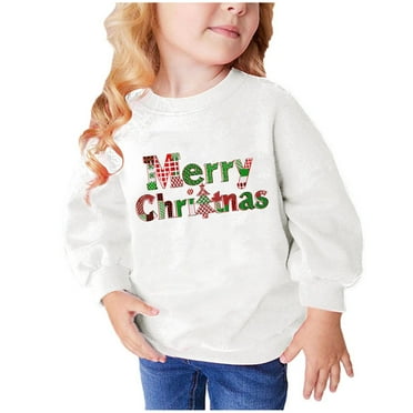 Diufon Toddler Boys Girls Christmas Sweatshirt Kids Oversized Long Sleeve Cute Printed Crewneck Pullover Tops