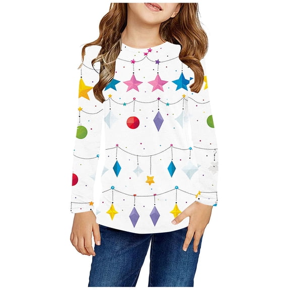 Diufon Toddler Boys Girls Christmas Tops Long Sleeve Printed Crewneck Sweatshirt Kids Fall Winter Warm Blouse