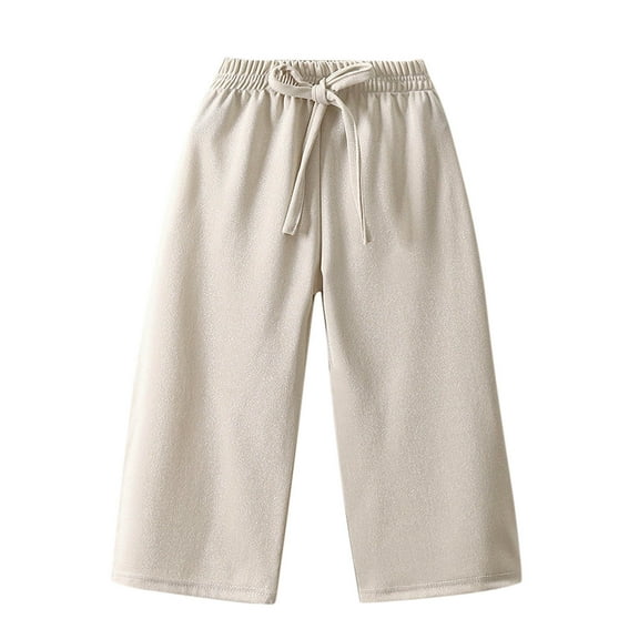 Diufon Toddler Boys Girls Wide Leg Pants Baby Elastic Waist Drawstring Knitted Long Pants Casual Loose Trousers