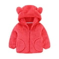 thumbnail image 1 of Diufon Toddler Fleece Hooded Warm Coat Infant Boys Girls Zip-up Jacket Long Sleeve Thickened Outwear with Pockets, 1 of 4