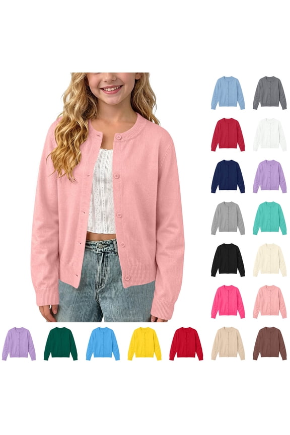 Toddler Girl&boy Baby Infant Kids Spring Sweater Crew Neck Button down Long Sleeve Knit Outwear (3-4 Years, Gray)