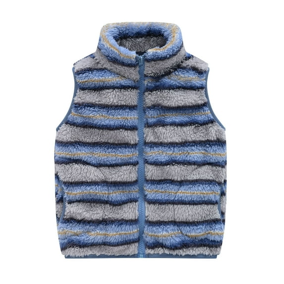 Diufon Toddler Girls Boys Warm Vest Baby Fleece Zip-up Thickened Jacket Fall Winter Stand Collar Sleeveless Outwear