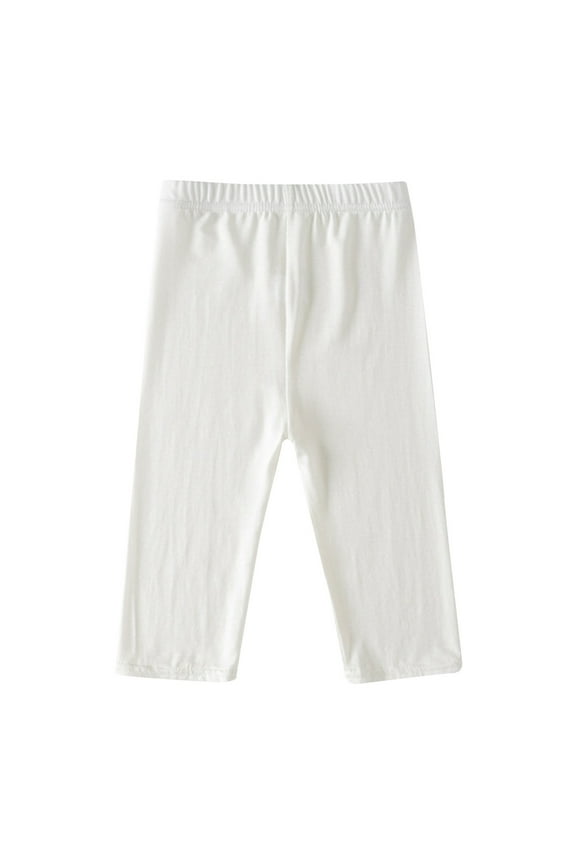 Toddler Girls Capris Leggings Elastic Waisted Stretchy Cropped Pants Soft Casual Solid Color Bottom Pant