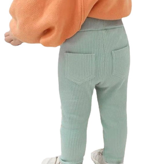 Diufon Toddler Girls Cotton Pants Casual Solid Color Pants Elastic Waist Straight Pants with Pockets