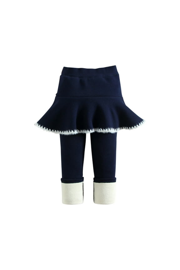 Toddler Girls Fleece Leggings with Skirt Little Kids Fall Winter Warm Thickened Lined Skirt Pants 2-7 Years