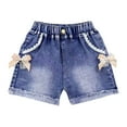 thumbnail image 1 of Diufon Toddler Girls Jeans Shorts Casual Summer Elastic Waisted Denim Short Pants Trendy Comfy Pant with Cute Bow, 1 of 3