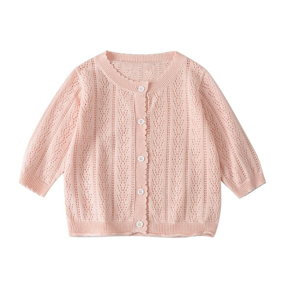 Diufon Toddler Girls Long Sleeve Cardigan Fall Winter V Neck Warm Sweater Coat Knit Cotton Solid Color Button Outerwear