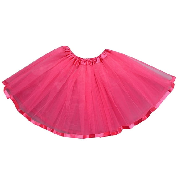 Diufon Toddler Girls Skirts Elastic Waist Solid Color Mesh Half Pleated Skirt Birthday Party Dance Skort