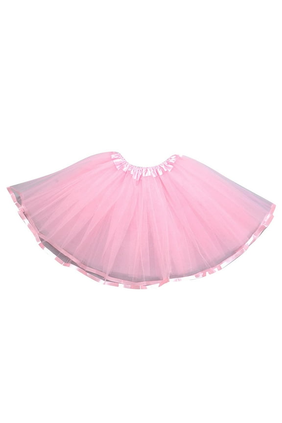 Toddler Girls Skirts Elastic Waist Solid Color Mesh Half Pleated Skirt Birthday Party Dance Skort