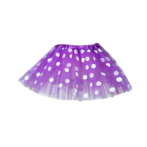Diufon Toddler Girls Skirts Polka Dot Printed Elastic Waist Mesh Pleated Skirt Performance Dance Skort