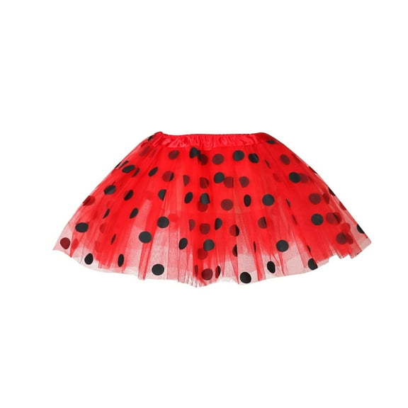 Diufon Toddler Girls Skirts Polka Dot Printed Elastic Waist Mesh Pleated Skirt Performance Dance Skort