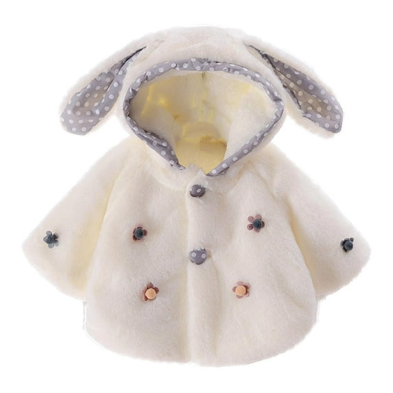 Diufon Toddler Girls Warm Jacket Fall Winter Cute Fleece Hoodie Long Sleeve Thickened Warm Button Coat