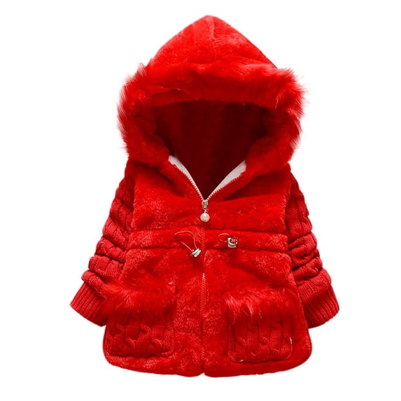 Diufon Toddler Girls Warm Jacket Fall Winter Fleece Hoodie Long Sleeve Thickened Warm Zipper Tunic Coat