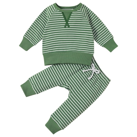Diufon Toddler Infant Baby Clothes Set Cotton Long Sleeve Striped Pullover Tops and Drawstring Pants Outfits