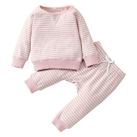 Diufon Toddler Infant Baby Clothes Set Cotton Long Sleeve Striped Pullover Tops and Drawstring Pants Outfits