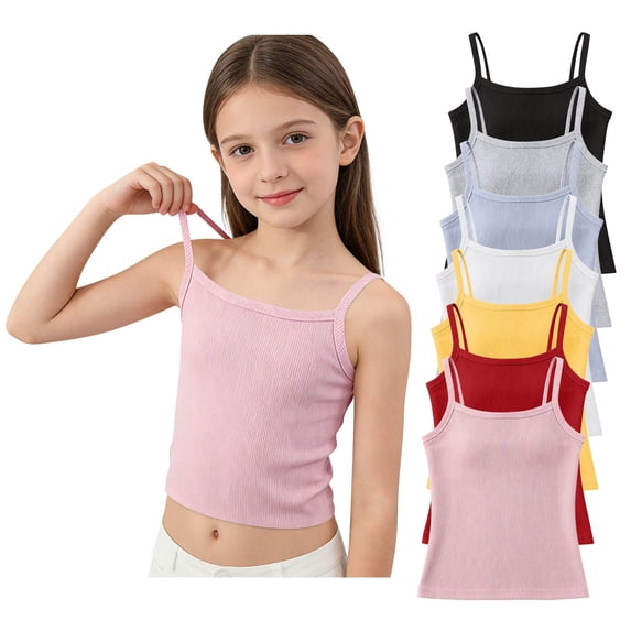 Diufon Girls Camisole Spaghetti Strap Cropped Tank Tops for Teen Girl Sleeveless Basic Dance Vest Top Sport Bras