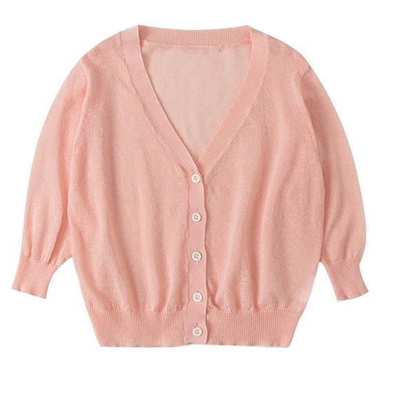 Diufon Toddlers Girls Knit Cotton Coats V Neck Button Long Sleeve Cardigans Fall Cute Sweaters