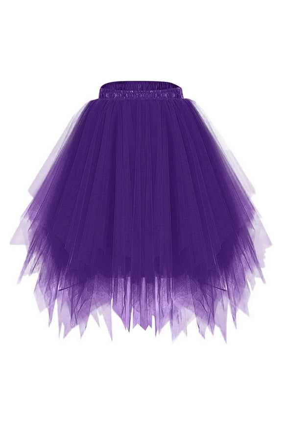Tulle Skirts for Women High Low Layered Elastic Waist A-line Skirt Performance Wedding Party Skirts