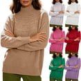 thumbnail image 1 of Diufon Turtleneck Sweaters for Women Fall Winter Long Sleeve Mock Neck Knitted Pullover Thicken Warm Sweater, 1 of 4