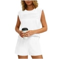 thumbnail image 1 of Diufon Two Piece Sets for Women Going Out Crew neck Sleeveless Tops & High Waist Drawstring Shorts with Pockets, 1 of 9