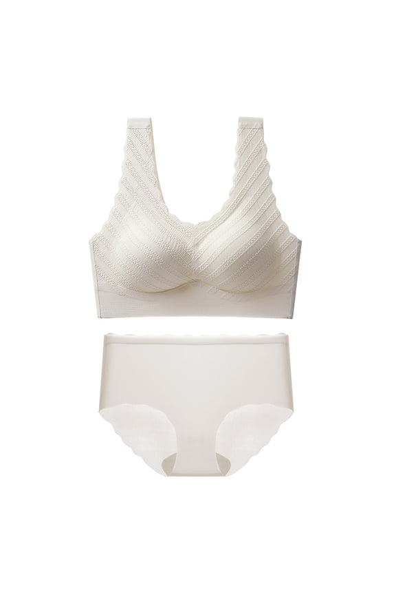 Underwear Set for Women Everyday Wide Strap Lace V Neck Bra and Hipster Panties Casual Bralettes Outfit