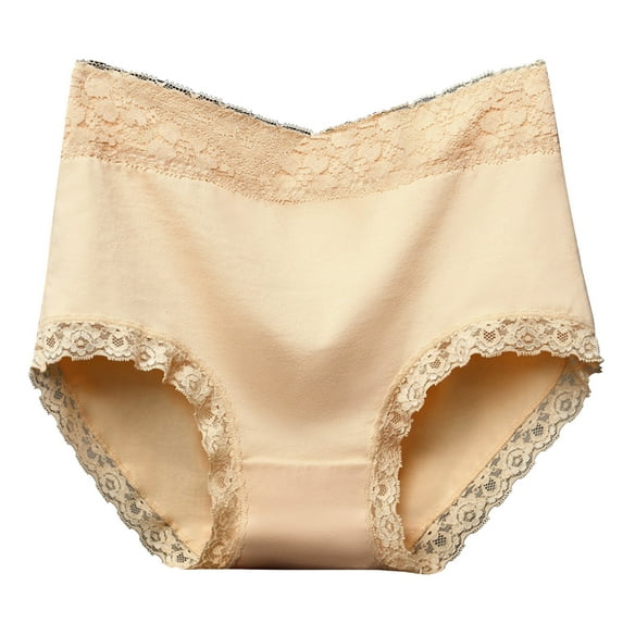 Diufon Underwear for Women Cotton High Waist Full Coverage Hipster Panties Soft Breathable Lace Trim Briefs