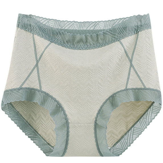 Diufon Underwear for Women Plus Size High Waist Color Block Panties Full Coverage Lace Patchwork Brief