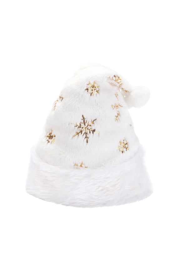 Unisex-Adult's Santa Hat Women Men Plush Warm Christmas Hats Holiday Party Comfy Liner Cap