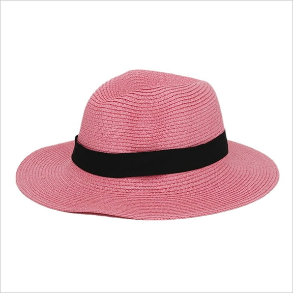 Diufon Unisex-Adult's Wide Brim Straw Hat Casual Outdoor Beach Sun Athletic Hats Trendy Solid Color Cap