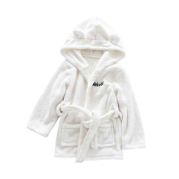 Diufon Unisex Baby Robe Toddler Boys Girls Long Sleeve Fleece Hooded Robes Fall Winter Soft Pajamas Bathrobe