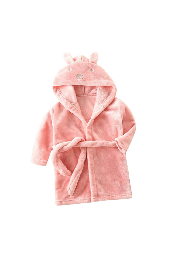 Unisex Baby Robe Toddler Boys Girls Long Sleeve Fleece Hooded Robes Fall Winter Soft Pajamas Bathrobe