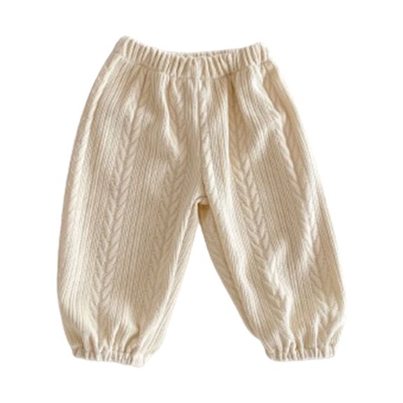 Diufon Unisex Boys Girls Knitted Pants Cotton Lantern Thin Warm Cropped Pants Elastic Waist Loose Long Trousers for Baby