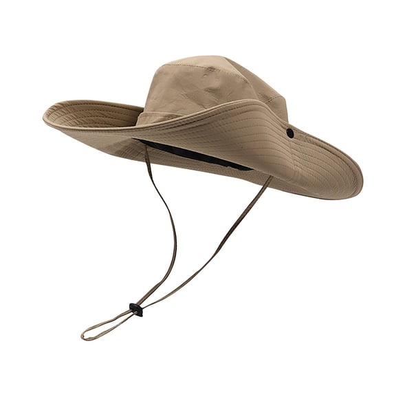Diufon Unisex Wide Brim Fisherman Hat Outdoor Casual Drawstring Sun Waterproof Cap Solid Color Button Hats