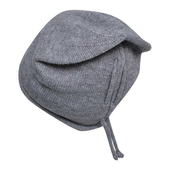 Diufon Unisex Winter Beanie Hat Rolled Edge Layers Ear Covered Drawstring Hats Outdoor Windproof Skate Ski Cap
