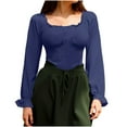 thumbnail image 1 of Diufon Vintage Corset Tops for Women Off Shoulder Long Sleeve Blouse Solid Color Party Smocked Crop Top, 1 of 9