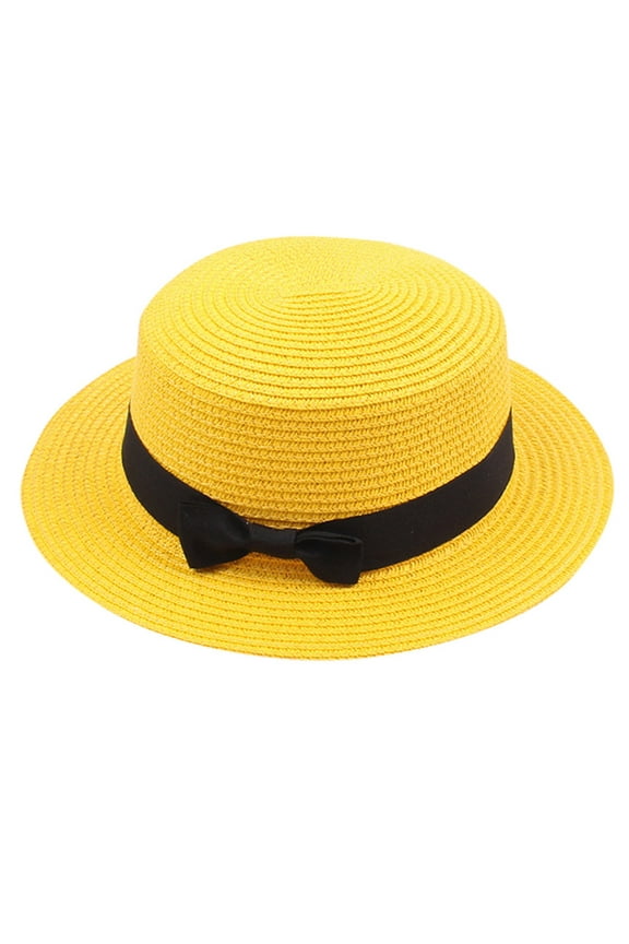 Wide Brim Straw Hat for Women Casual Outdoor Beach Athletic Sun Hats Trendy Solid Color Cap with Bow