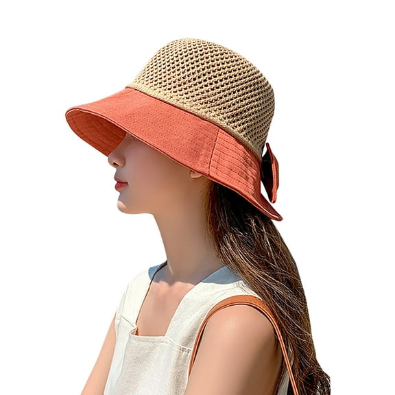 Diufon Wide Brim Straw Hat for Women Trendy Outdoor Beach Breathable Sun Hats Casual Holiday Style Cap