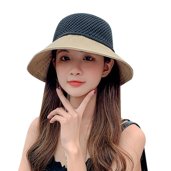Diufon Wide Brim Straw Hat for Women Trendy Outdoor Beach Breathable Sun Hats Casual Holiday Style Cap