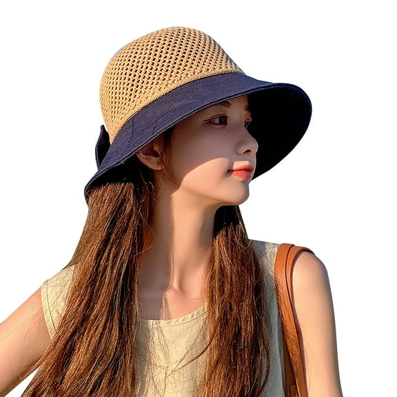 Diufon Wide Brim Straw Hat for Women Trendy Outdoor Beach Breathable Sun Hats Casual Holiday Style Cap