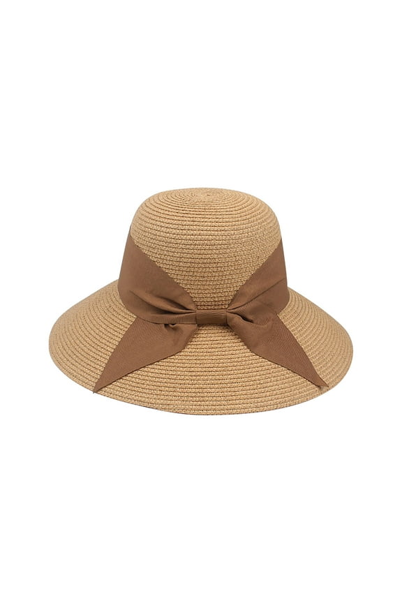 Wide Brim Straw Hat for Women Trendy Outdoor Beach Sun Hats Casual Holiday Style Cap with Bow