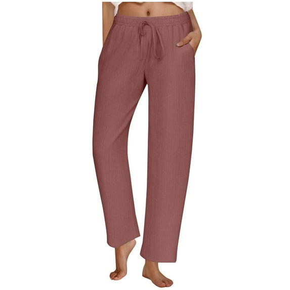 Diufon Wide Leg Pants Woman Summer Casual Flowy Elastic Waisted Loose Pant Fashion Beach Long Pants