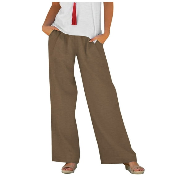 Diufon Wide Leg Pants for Women Fashion Pleated Straight Pants Solid Color Lounge Pants with Pockets