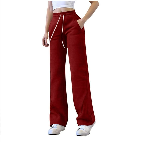 Diufon Wide Leg Sweatpants Baggy Straight Leg Lightweight High Waist Lounge Track Workout Joggers with Pockets