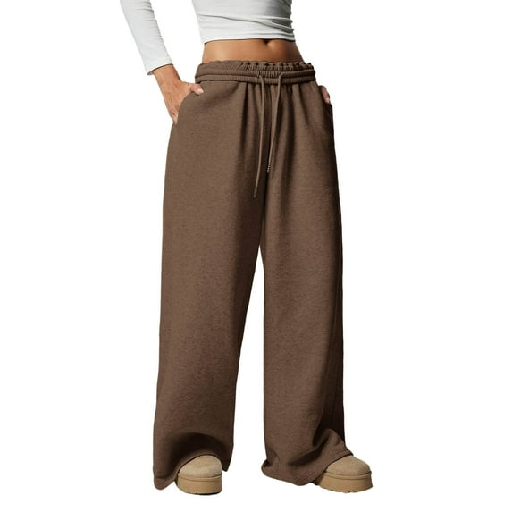 Diufon Wide Leg Sweatpants Women Elastic High Waist Loose Sweat Pants Drawstring Trousers with Pockets