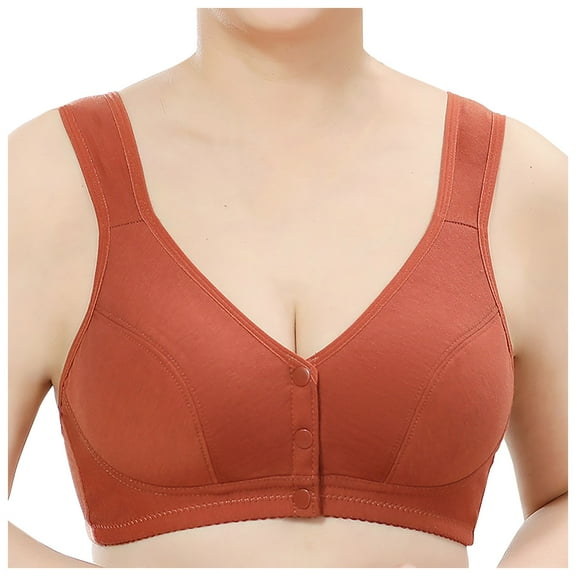 Diufon Wide Strap Comfortable Bra for Women Wireless Everyday Front Closure Full Coverage Support Push Up V Neck Bras