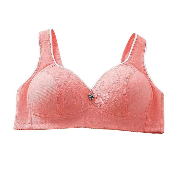 Diufon Wide Strap Lace Bra for Women Comfortable Plus Size Full Coverage Deep V Neck Bras Support Push Up Bralettes