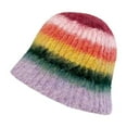 thumbnail image 1 of Diufon Winter Bucket Hat for Women Fleece Warm Colorful Striped Trendy Versatile Cap Wool Fisherman Hats, 1 of 4