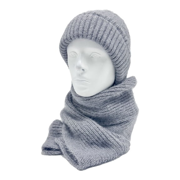 Diufon Winter Hooded Scarf Hat for Women Knitted Thickened Warm Beanie Hats Windproof Outdoor Ski 2 in 1 Cap