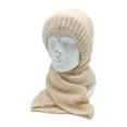 thumbnail image 1 of Diufon Winter Hooded Scarf Hat for Women Knitted Thickened Warm Beanie Hats Windproof Outdoor Ski 2 in 1 Cap, 1 of 2